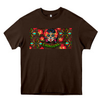 Chocolate Brown Chingona Sugar Skull License Plate Heavy Core Tee - BundleAndBundleShop