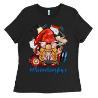 Black secretary life gnome Ladies Tee - BarkalooDesign