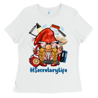 White secretary life gnome Ladies Tee - BarkalooDesign