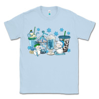 Dusty Blue winter snowman coffee cups Classic Tee - texasbilliewilder