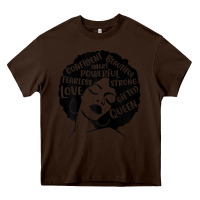 Chocolate Brown Womens Strong Black Woman Afro Message Heavy Core Tee - lanVoArt