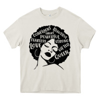 Cream Womens Strong Black Woman Afro Message Heavy Core Tee - lanVoArt