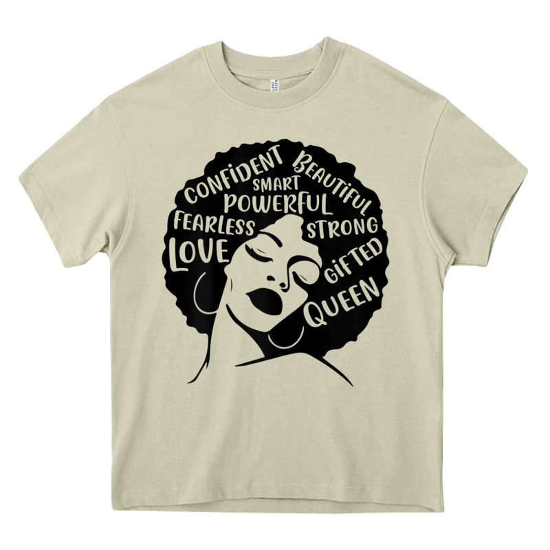 Womens Strong Black Woman Afro Message Heavy Core Tee by lanVoArt | Teevron