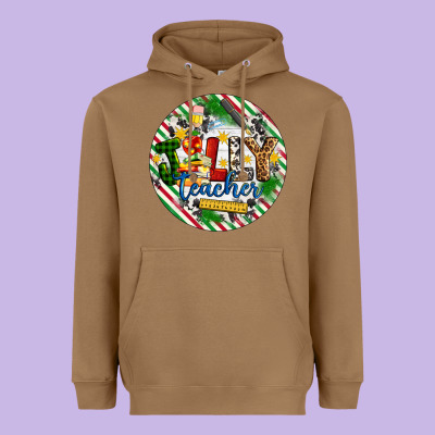 Christmas Jolly Teacher Heavyweight Hoodie Designed By Artiststas