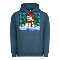 Pigment Midnight Navy snowy christmas snowman Urban Hoodie - BarkalooDesign