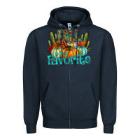 Navy fall pumpkin art Zipper Hoodie - CowhideDigitalArt