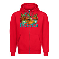 Red fall pumpkin art Zipper Hoodie - CowhideDigitalArt