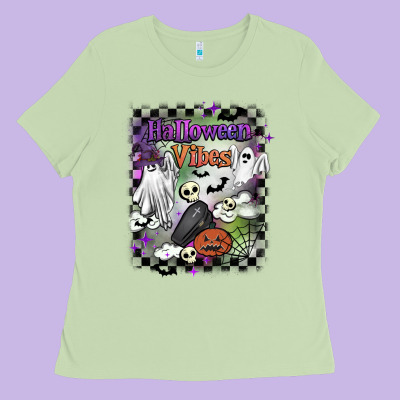 Halloween Vibes Ladies Tee Designed By Barkaloodesign