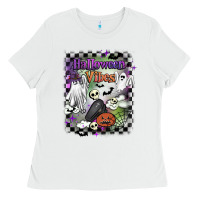 White halloween vibes Ladies Tee - BarkalooDesign