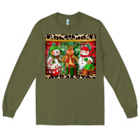 Army Green christmas snowman polar bear reindeer Long Sleeve Tee - CowGirlArtShop