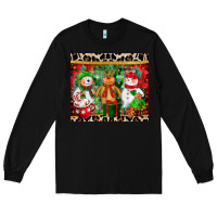 Black christmas snowman polar bear reindeer Long Sleeve Tee - CowGirlArtShop