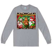 Heather Grey christmas snowman polar bear reindeer Long Sleeve Tee - CowGirlArtShop