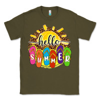 Army Green hello summer with flip flops Classic Tee - NancyCooperArtShop