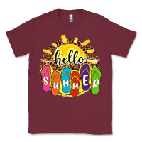 Burgundy hello summer with flip flops Classic Tee - NancyCooperArtShop