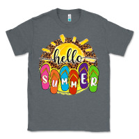 Charcoal Heather hello summer with flip flops Classic Tee - NancyCooperArtShop
