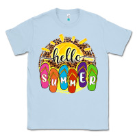 Dusty Blue hello summer with flip flops Classic Tee - NancyCooperArtShop