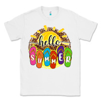 White hello summer with flip flops Classic Tee - NancyCooperArtShop