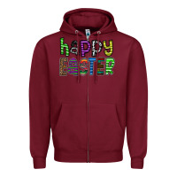 Burgundy Happy Easter Zipper Hoodie - CowhideDigitalArt