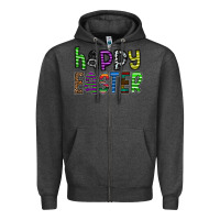 Charcoal Heather Happy Easter Zipper Hoodie - CowhideDigitalArt