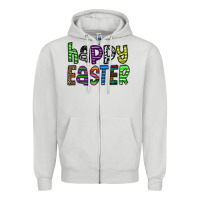Dove Grey Happy Easter Zipper Hoodie - CowhideDigitalArt