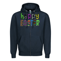 Navy Happy Easter Zipper Hoodie - CowhideDigitalArt
