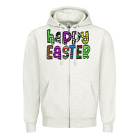 Oatmeal Heather Happy Easter Zipper Hoodie - CowhideDigitalArt