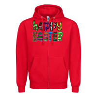 Red Happy Easter Zipper Hoodie - CowhideDigitalArt
