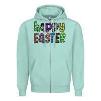 Seafoam Happy Easter Zipper Hoodie - CowhideDigitalArt