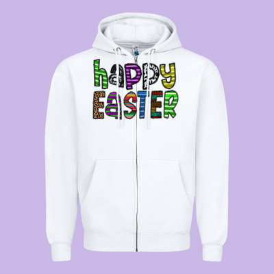 Happy Easter Zipper Hoodie Designed By Cowhidedigitalart
