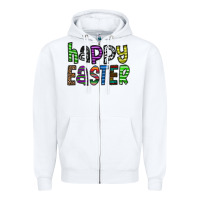 White Happy Easter Zipper Hoodie - CowhideDigitalArt