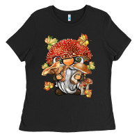 Black mushroom gnome Ladies Tee - BarkalooDesign