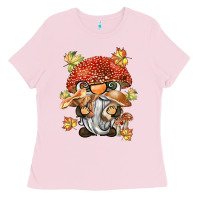 Bubblegum Pink mushroom gnome Ladies Tee - BarkalooDesign