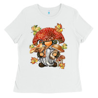 White mushroom gnome Ladies Tee - BarkalooDesign