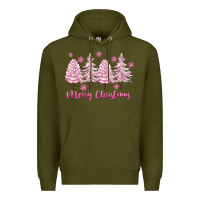 Army Green Merry Christmas Trees Premium Hoodie - FaDigitalArtStudio