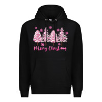 Black Merry Christmas Trees Premium Hoodie - FaDigitalArtStudio