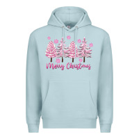 Blue Mist Merry Christmas Trees Premium Hoodie - FaDigitalArtStudio