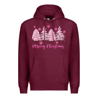 Burgundy Merry Christmas Trees Premium Hoodie - FaDigitalArtStudio