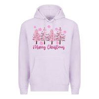 Lilac Merry Christmas Trees Premium Hoodie - FaDigitalArtStudio