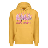 Mustard Merry Christmas Trees Premium Hoodie - FaDigitalArtStudio