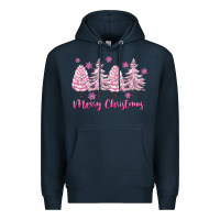 Navy Merry Christmas Trees Premium Hoodie - FaDigitalArtStudio