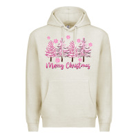Oatmeal Heather Merry Christmas Trees Premium Hoodie - FaDigitalArtStudio