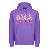 Purple Merry Christmas Trees Premium Hoodie - FaDigitalArtStudio