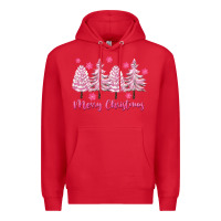 Red Merry Christmas Trees Premium Hoodie - FaDigitalArtStudio