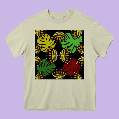 African And Leaf Seamless Pattern Heavy Core Tee Designed By Bundleandbundleshop