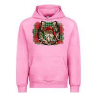 Fuchsia Pink christmas horseshoe bull skull Urban Hoodie - BarkalooDesign