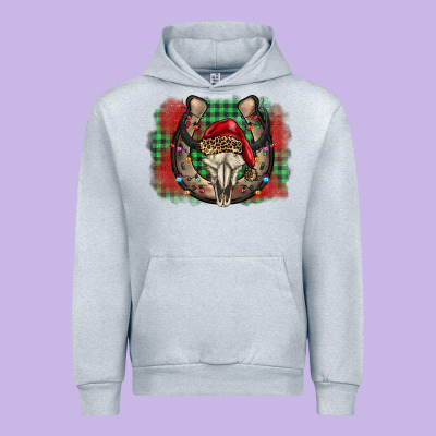 Christmas Horseshoe Bull Skull Urban Hoodie Designed By Barkaloodesign