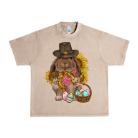 French Oak Western Rabbit with sunflowers Easter Day Urban Heavy Tee - HowdyJamesFarm