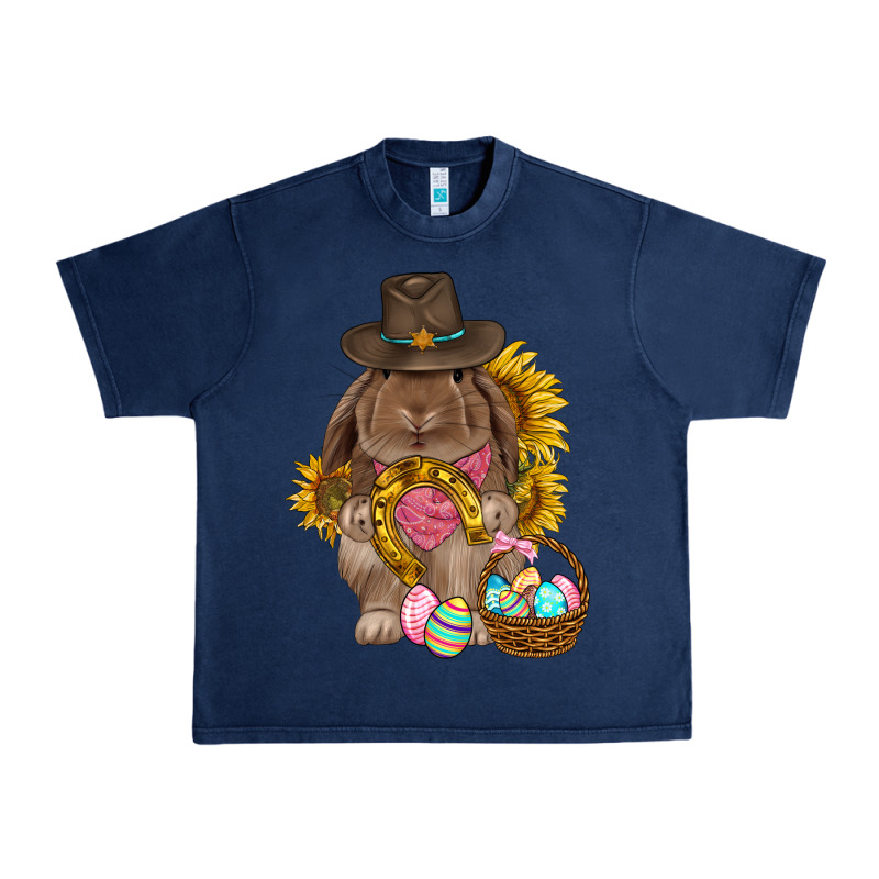 Western Rabbit With Sunflowers Easter Day Urban Heavy Tee by HowdyJamesFarm | Teevron