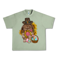 Oil Green Western Rabbit with sunflowers Easter Day Urban Heavy Tee - HowdyJamesFarm