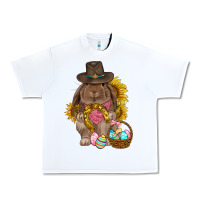 White Western Rabbit with sunflowers Easter Day Urban Heavy Tee - HowdyJamesFarm